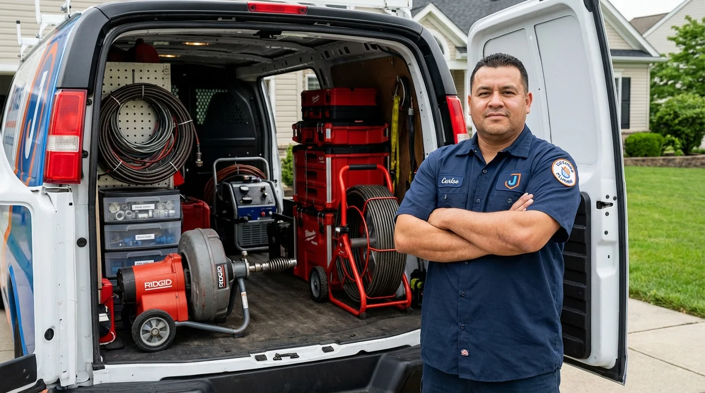 Professional drain cleaning equipment and Johns Plumbing LLC plumber in Valley Center