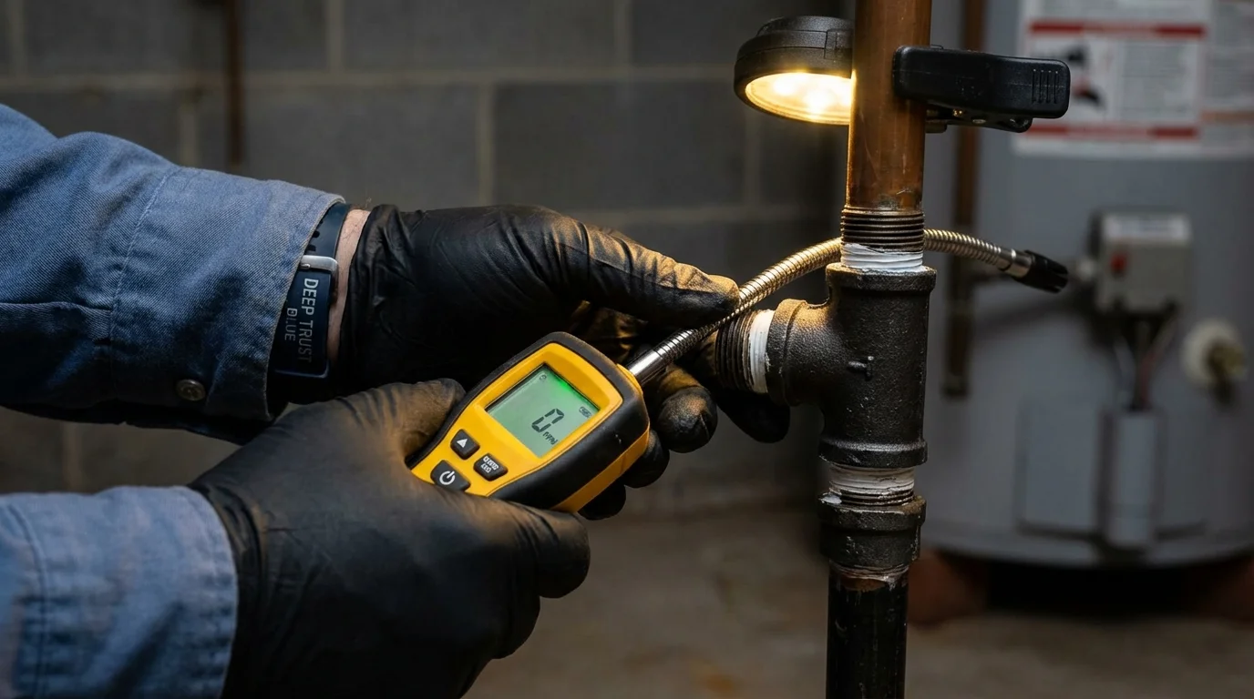 Gas leak detection with electronic sniffer by Johns Plumbing LLC in Valley Center