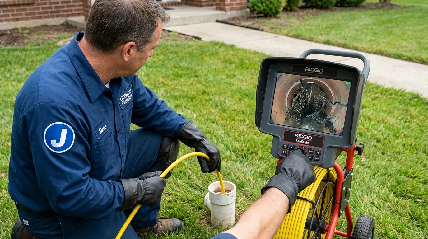 Sewer camera inspection being performed by Johns Plumbing LLC in Valley Center